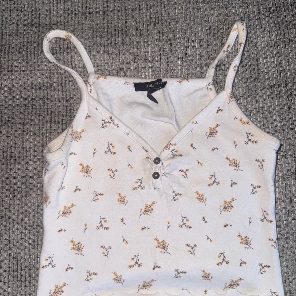 Floral White Tank Top